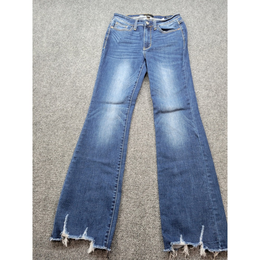 Judy Blue Boot Cut Jeans Medium Wash Distressed Raw Hem JB82519DK Size 3 26